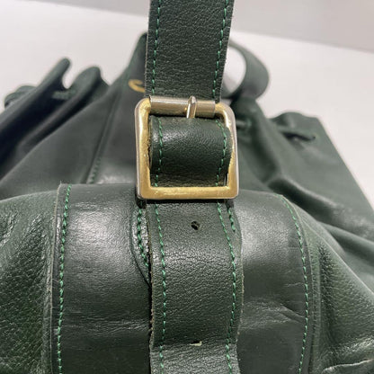 Longchamp shoulder bag Purse Green Grained Leather Used Women's Authentic