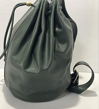 Longchamp shoulder bag Purse Green Grained Leather Used Women's Authentic
