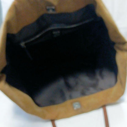 FENDI Hand Bag Tote Purse Corduroy Canvas Leather Beige Brown Authentic