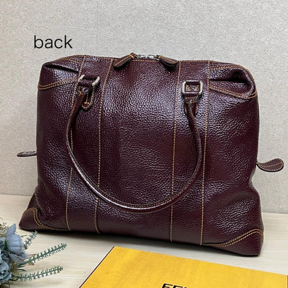 FENDI Hand Bag Tote Purse Leather Bordeaux Authentic