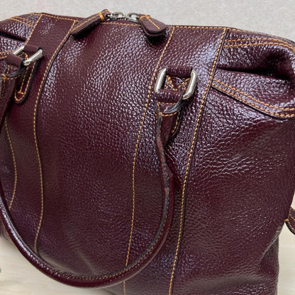 FENDI Hand Bag Tote Purse Leather Bordeaux Authentic