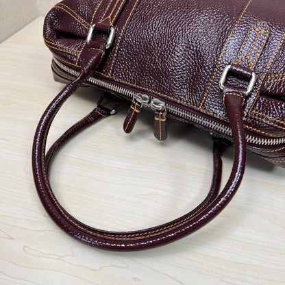 FENDI Hand Bag Tote Purse Leather Bordeaux Authentic
