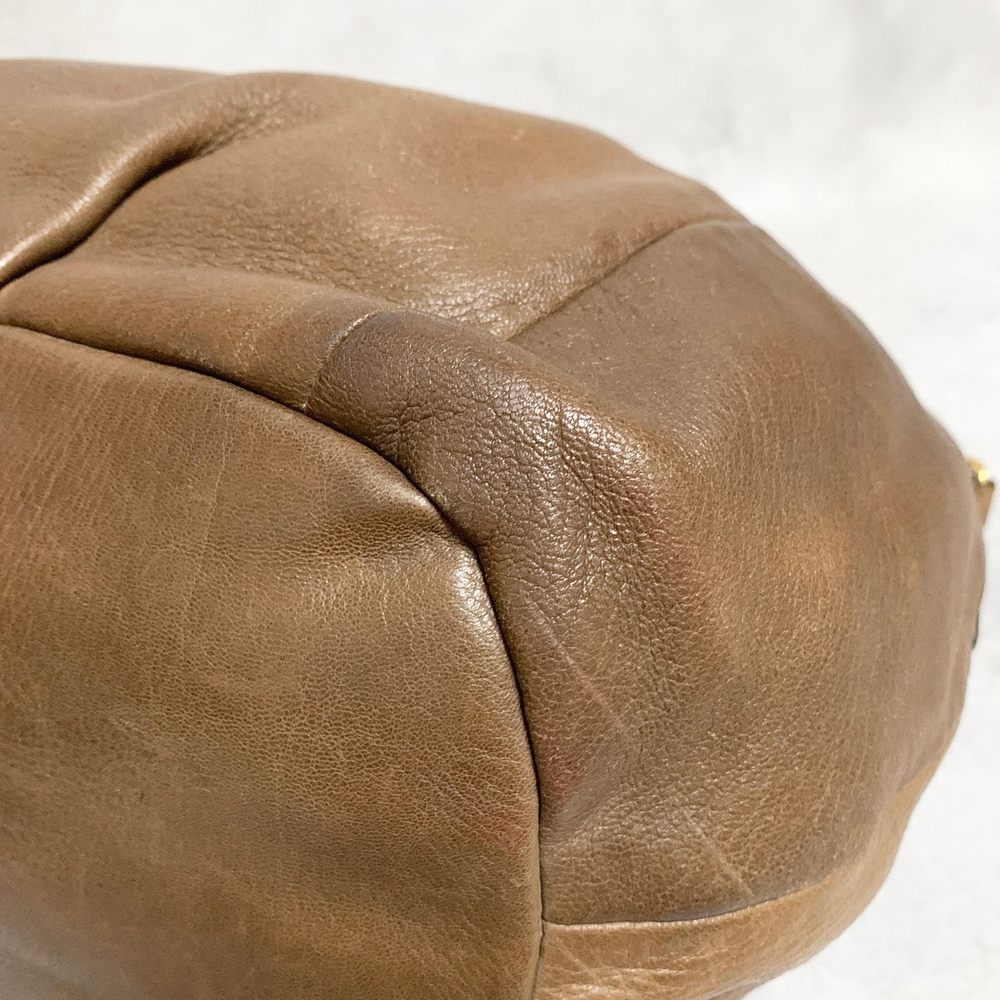PRADA Bag convertible Shoulder Hand Tote Logo Purse Leather Brown Gold Used Auth