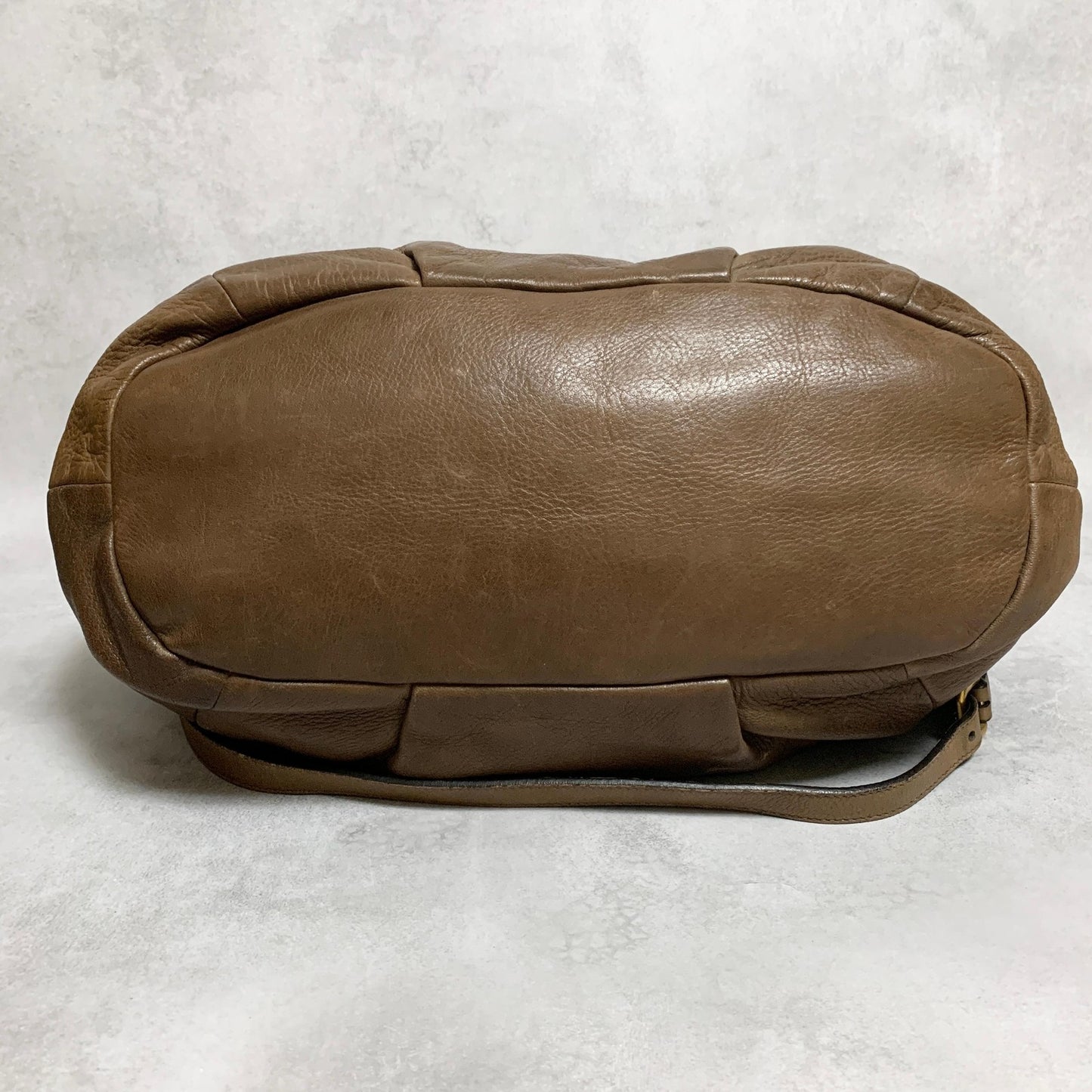 PRADA Bag convertible Shoulder Hand Tote Logo Purse Leather Brown Gold Used Auth