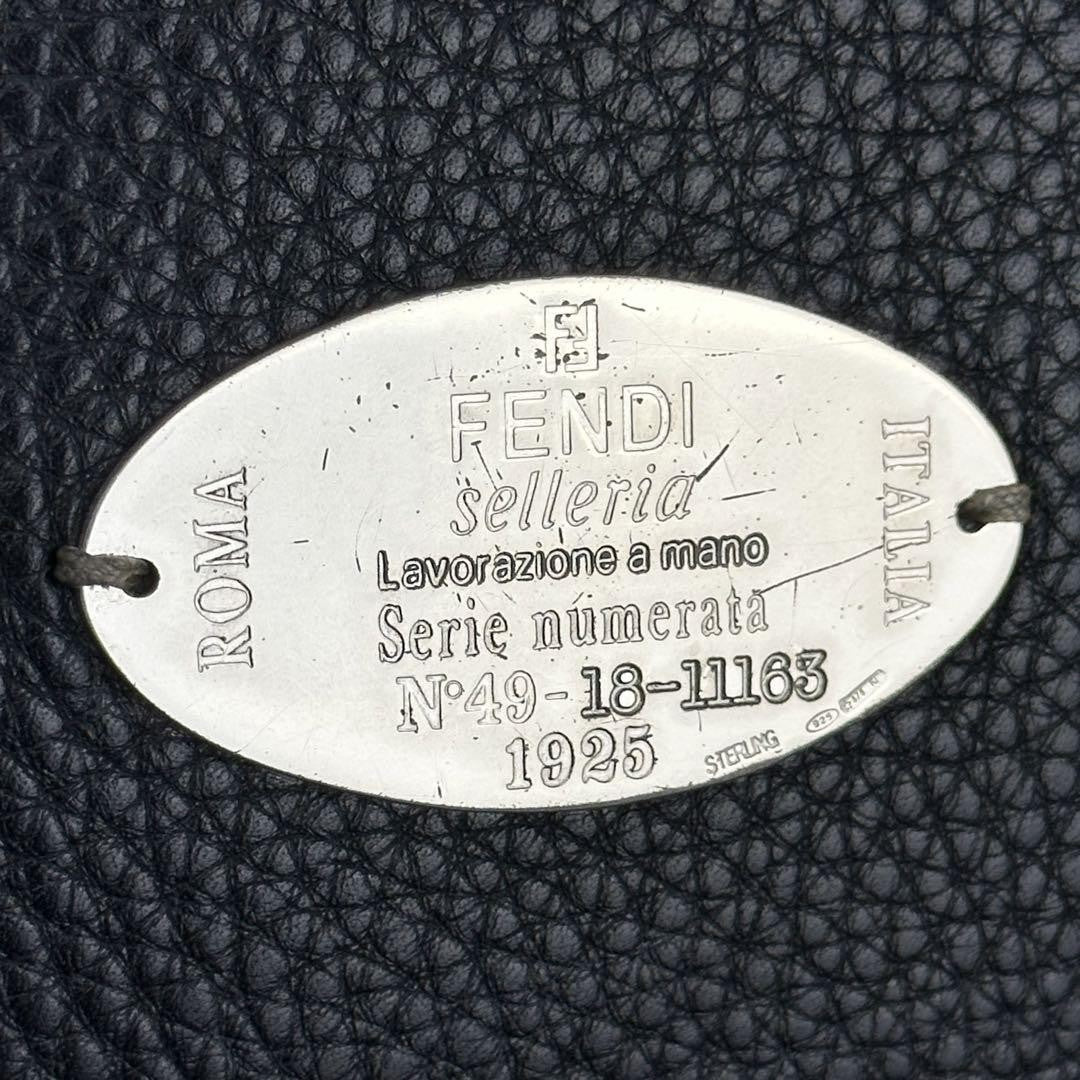 FENDI Hand Bag Tote Purse Selleria Leather Black Authentic