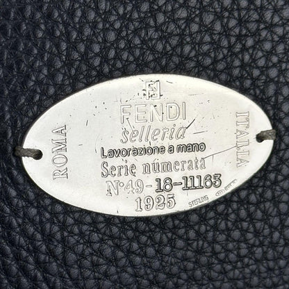 FENDI Hand Bag Tote Purse Selleria Leather Black Authentic