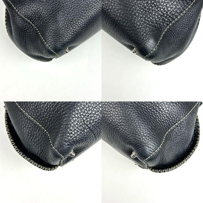 FENDI Hand Bag Tote Purse Selleria Leather Black Authentic