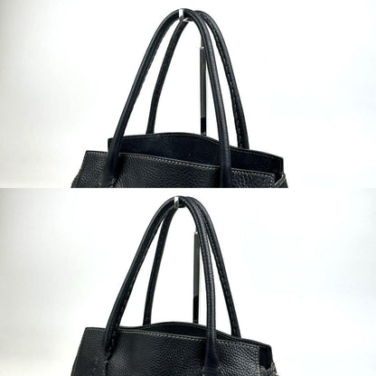 FENDI Hand Bag Tote Purse Selleria Leather Black Authentic