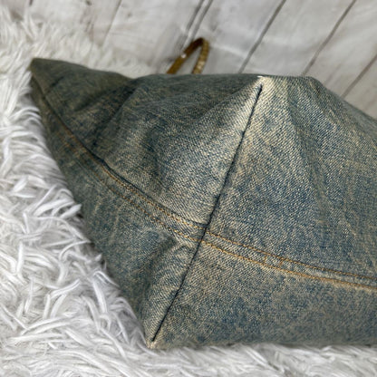 FENDI Hand Bag Tote Purse Denim Blue Authentic