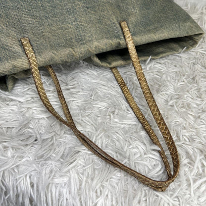 FENDI Hand Bag Tote Purse Denim Blue Authentic