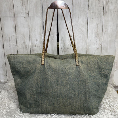 FENDI Hand Bag Tote Purse Denim Blue Authentic