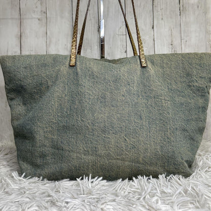 FENDI Hand Bag Tote Purse Denim Blue Authentic