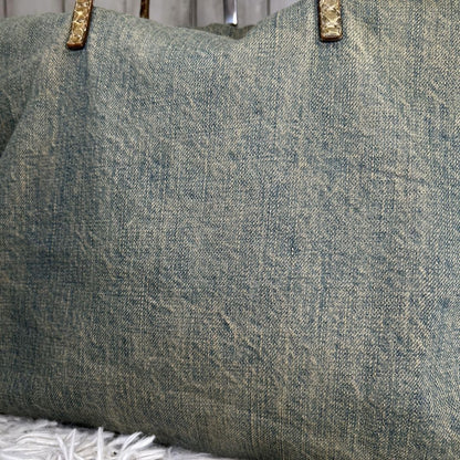 FENDI Hand Bag Tote Purse Denim Blue Authentic