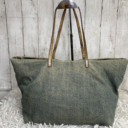 FENDI Hand Bag Tote Purse Denim Blue Authentic