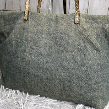 FENDI Hand Bag Tote Purse Denim Blue Authentic
