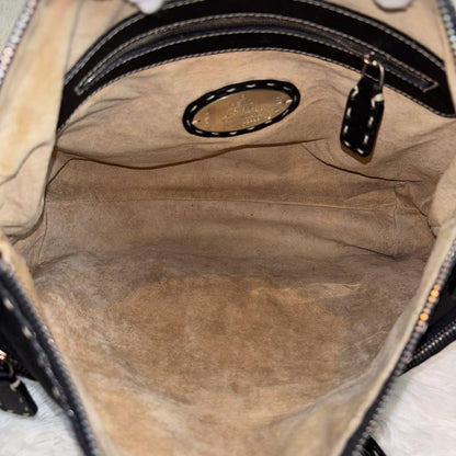 FENDI Shoulder Bag Purse Selleria Leather Black Authentic