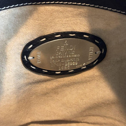 FENDI Shoulder Bag Purse Selleria Leather Black Authentic