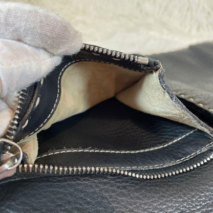 FENDI Shoulder Bag Purse Selleria Leather Black Authentic