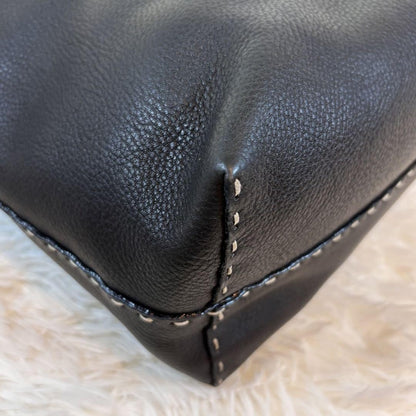 FENDI Shoulder Bag Purse Selleria Leather Black Authentic