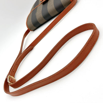 FENDI Shoulder Bag Purse Pecan PVC Leather Brown Black Authentic