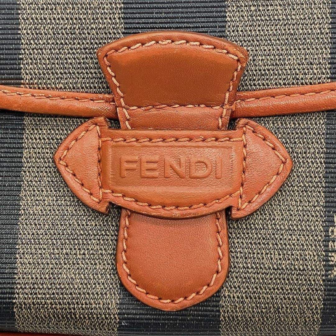 FENDI Shoulder Bag Purse Pecan PVC Leather Brown Black Authentic