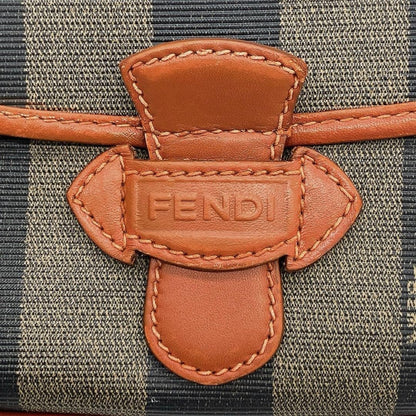 FENDI Shoulder Bag Purse Pecan PVC Leather Brown Black Authentic