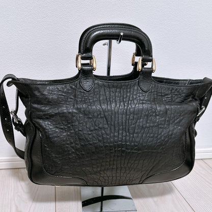 FENDI Hand Shoulder Bag Tote Purse 2way Leather Black Authentic