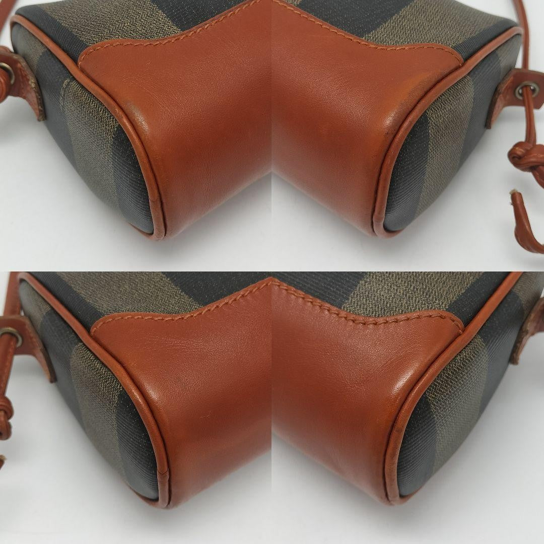 FENDI Shoulder Bag Purse FF Pecan PVC Leather Brown Authentic