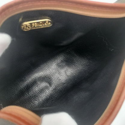 FENDI Shoulder Bag Purse FF Pecan PVC Leather Brown Authentic