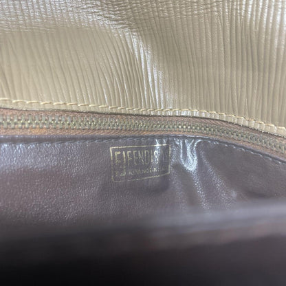 FENDI Shoulder Bag Purse FF Zucca PVC Beige Brown Authentic