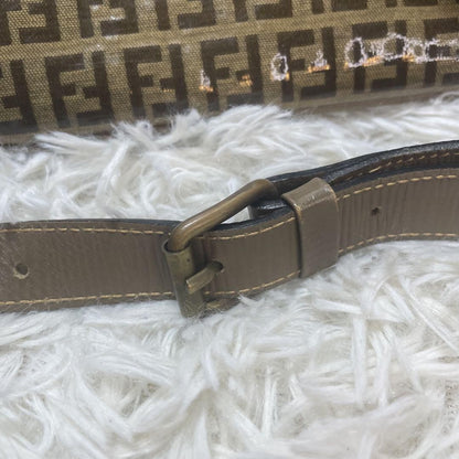 FENDI Shoulder Bag Purse FF Zucca PVC Beige Brown Authentic
