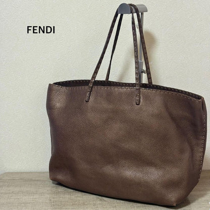 FENDI Hand Bag Tote Purse Selleria Brown Authentic