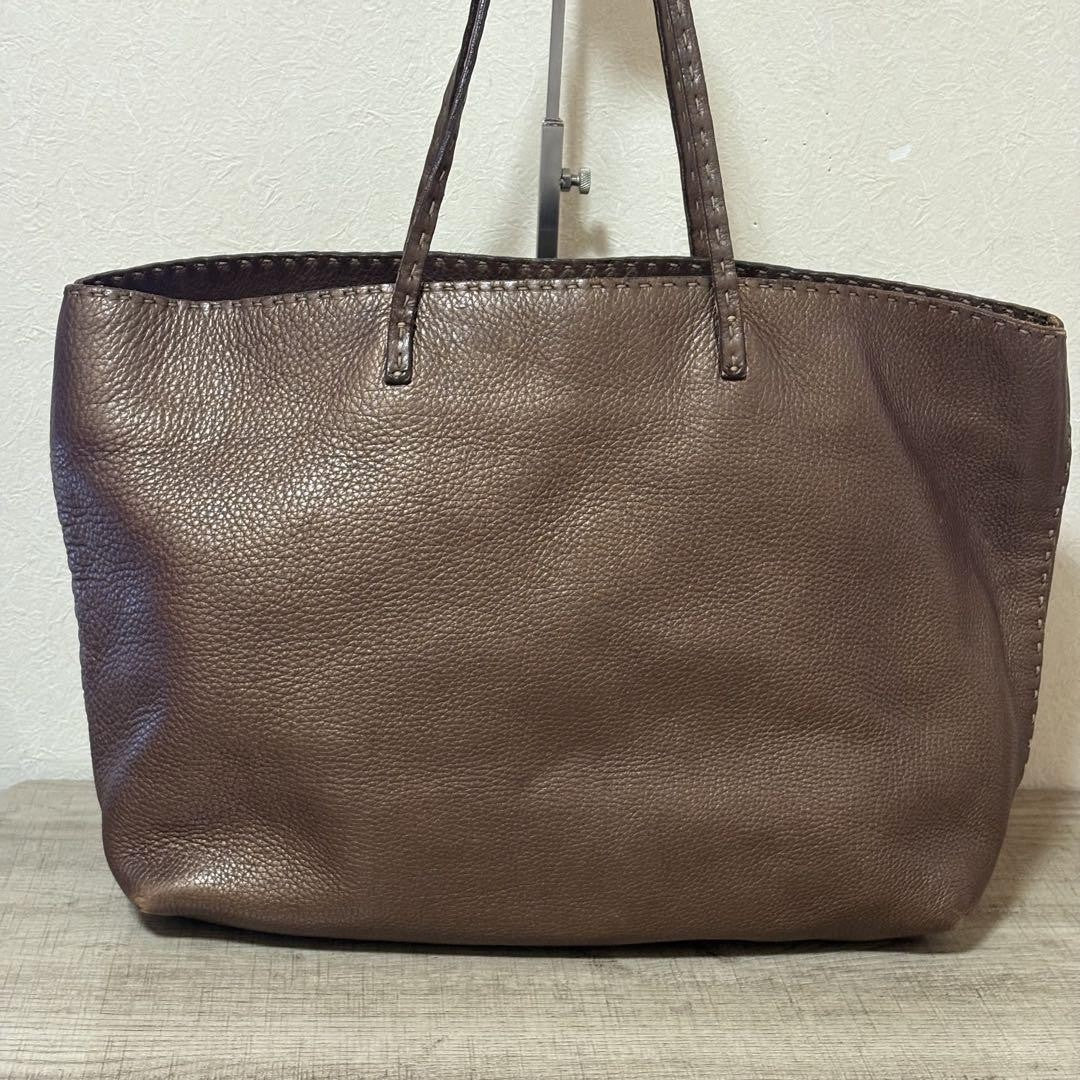 FENDI Hand Bag Tote Purse Selleria Brown Authentic