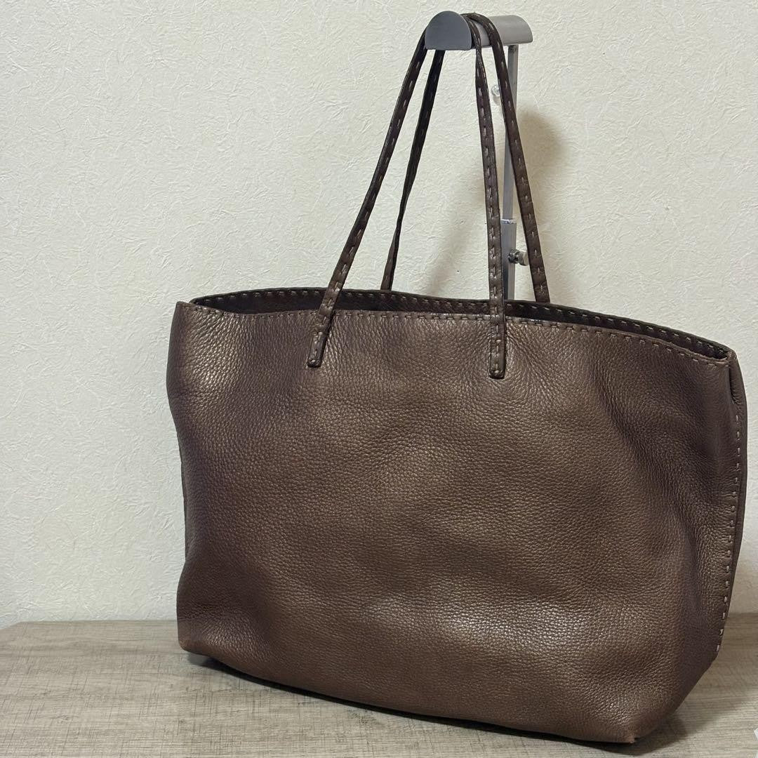 FENDI Hand Bag Tote Purse Selleria Brown Authentic