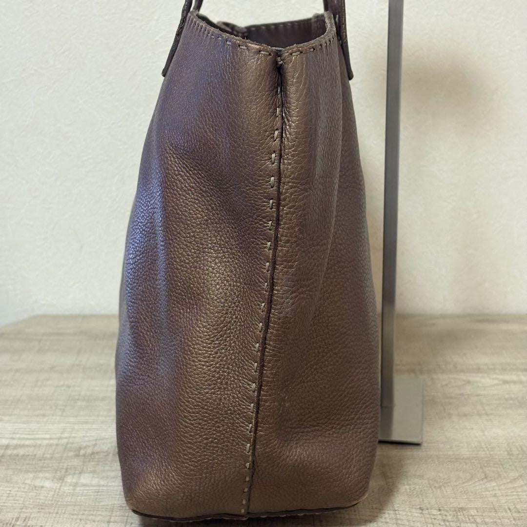 FENDI Hand Bag Tote Purse Selleria Brown Authentic