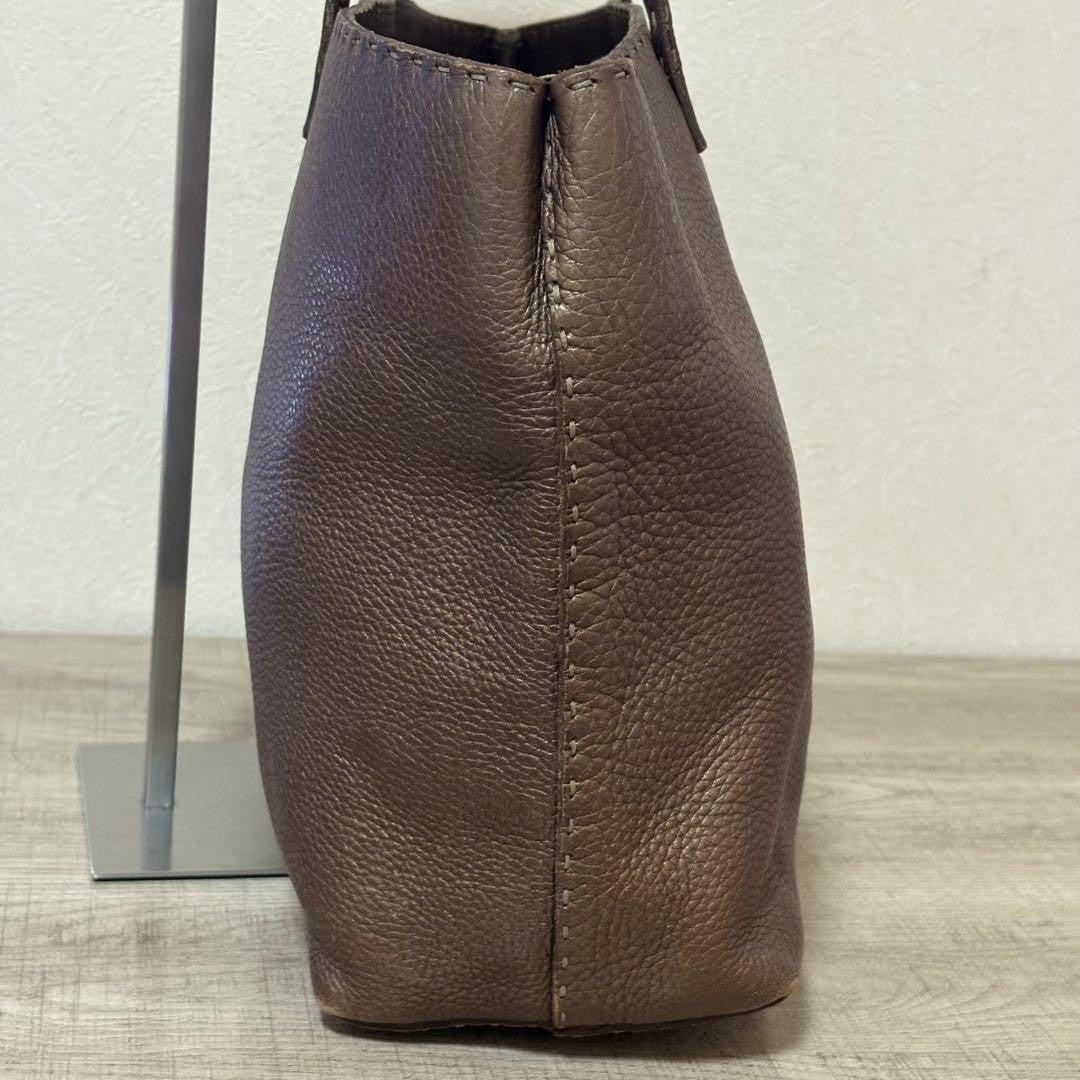 FENDI Hand Bag Tote Purse Selleria Brown Authentic