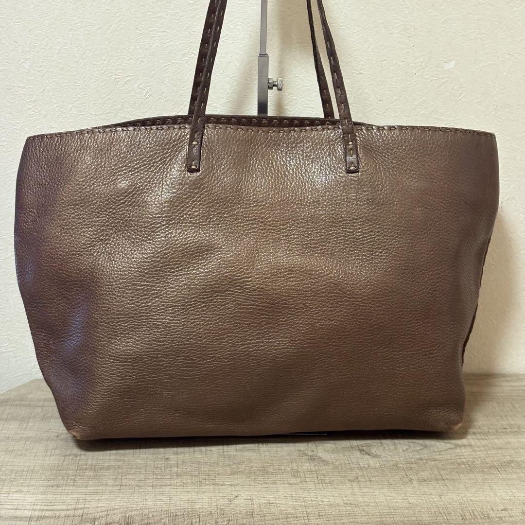 FENDI Hand Bag Tote Purse Selleria Brown Authentic
