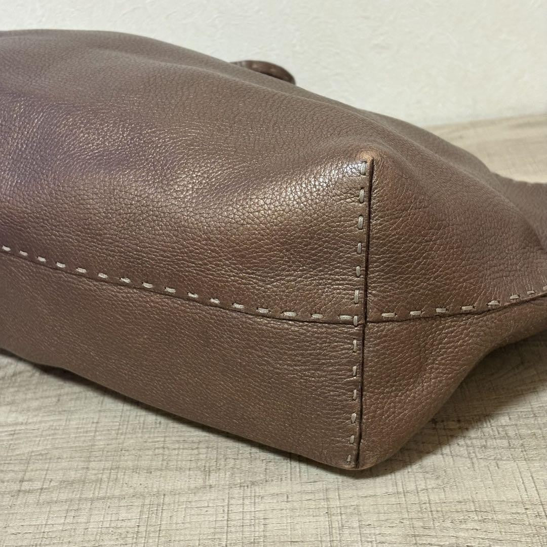 FENDI Hand Bag Tote Purse Selleria Brown Authentic