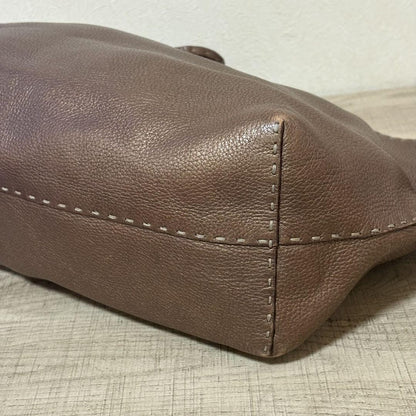 FENDI Hand Bag Tote Purse Selleria Brown Authentic