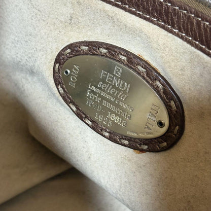 FENDI Hand Bag Tote Purse Selleria Brown Authentic