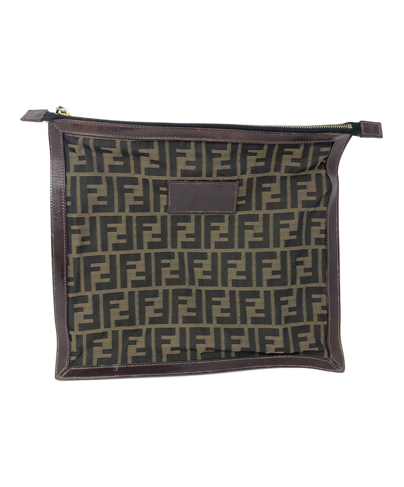 FENDI Clutch Bag Second Bag FF Zucca Brown Authentic