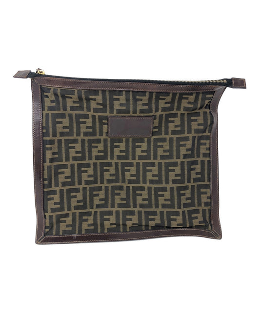 FENDI Clutch Bag Second Bag FF Zucca Brown Authentic