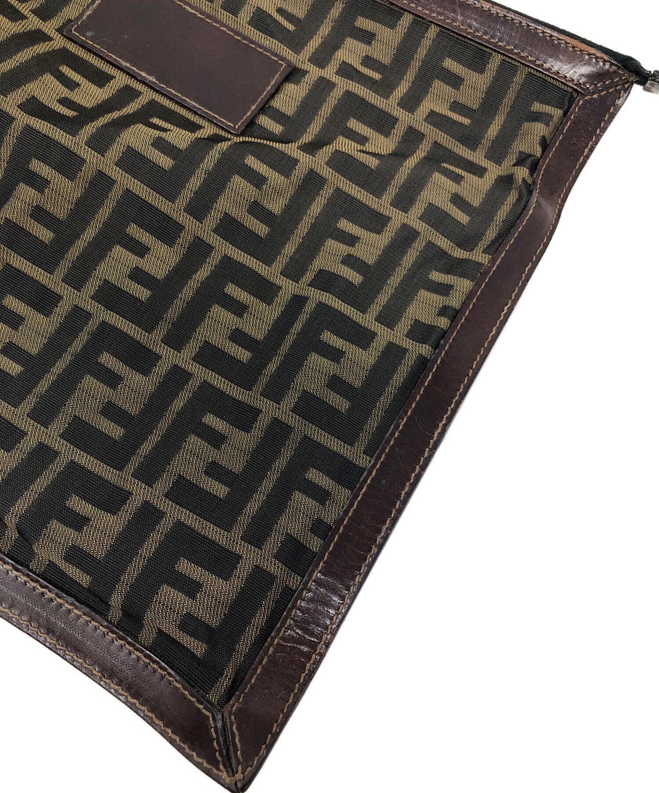 FENDI Clutch Bag Second Bag FF Zucca Brown Authentic