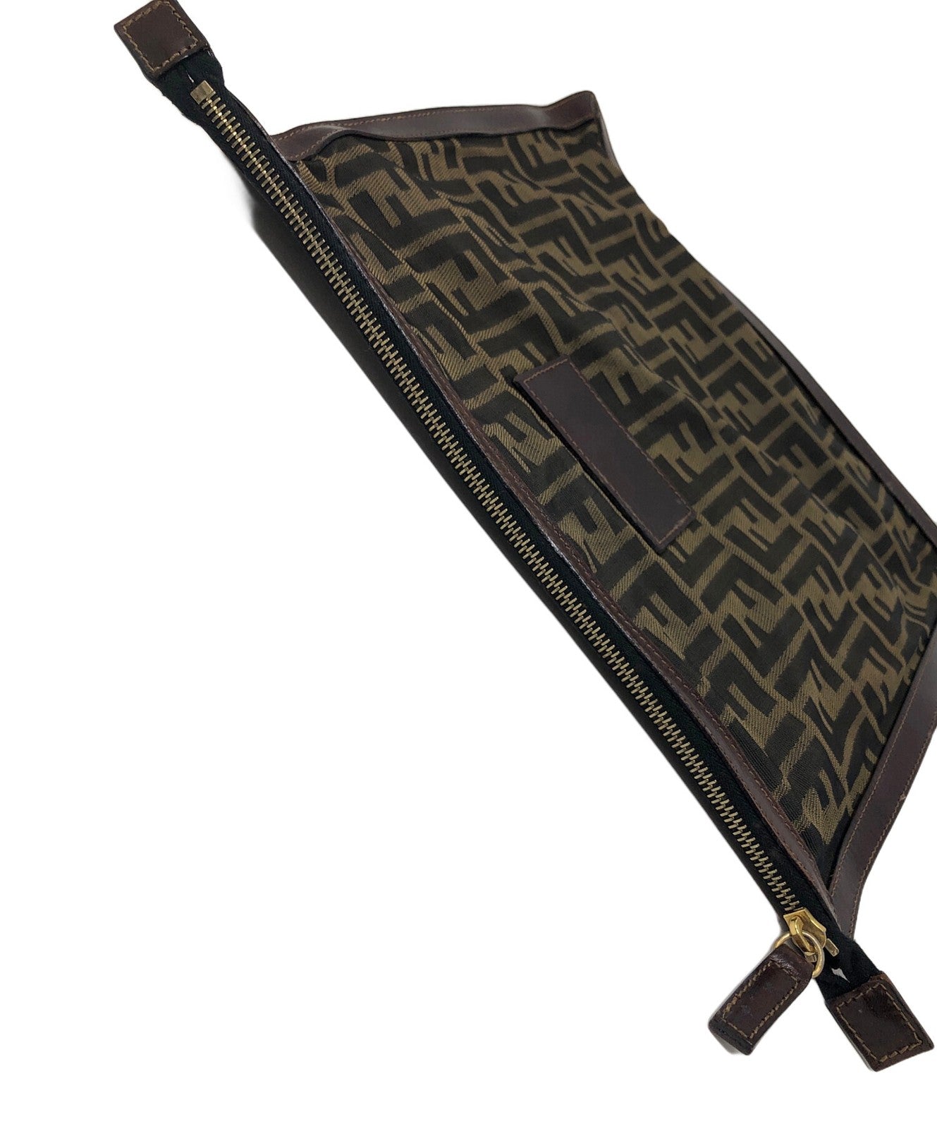 FENDI Clutch Bag Second Bag FF Zucca Brown Authentic