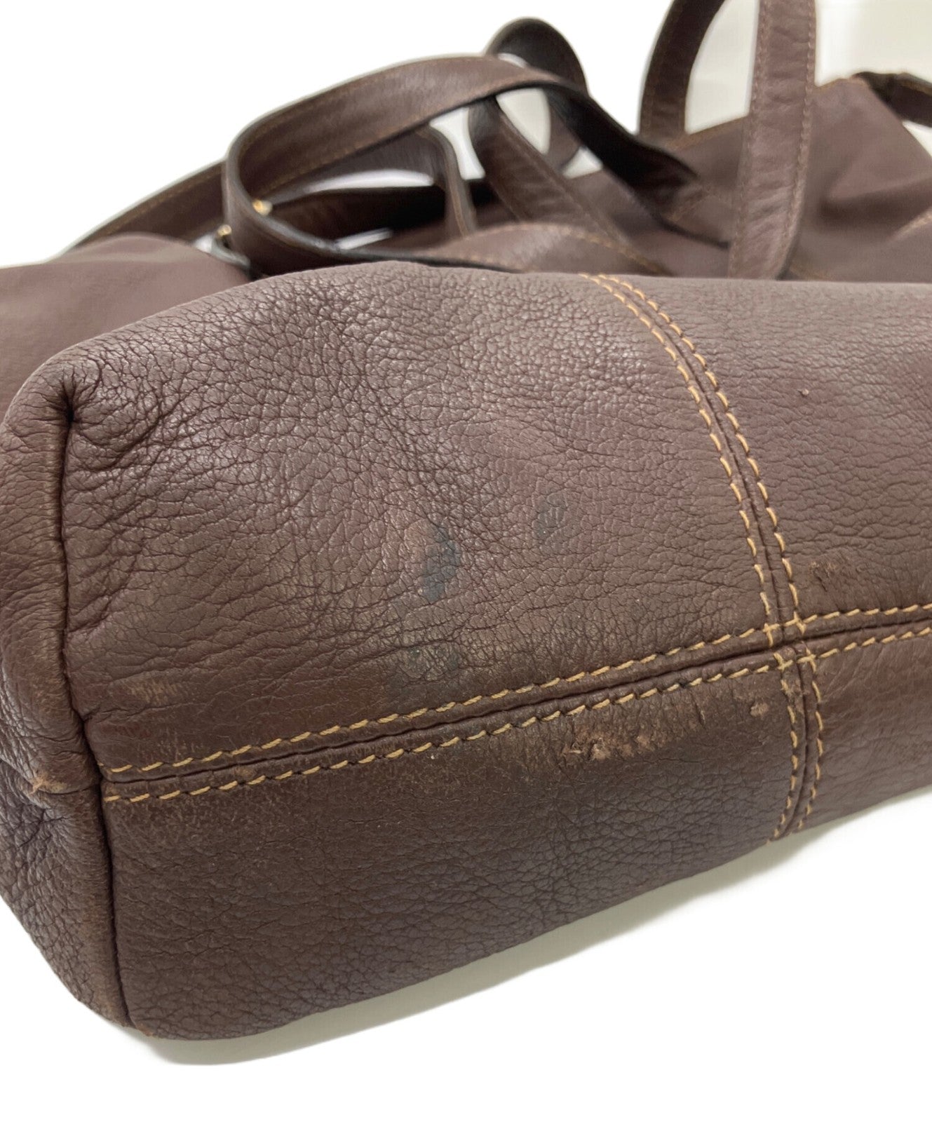 FENDI Hand Bag Tote Purse FF Brown Authentic
