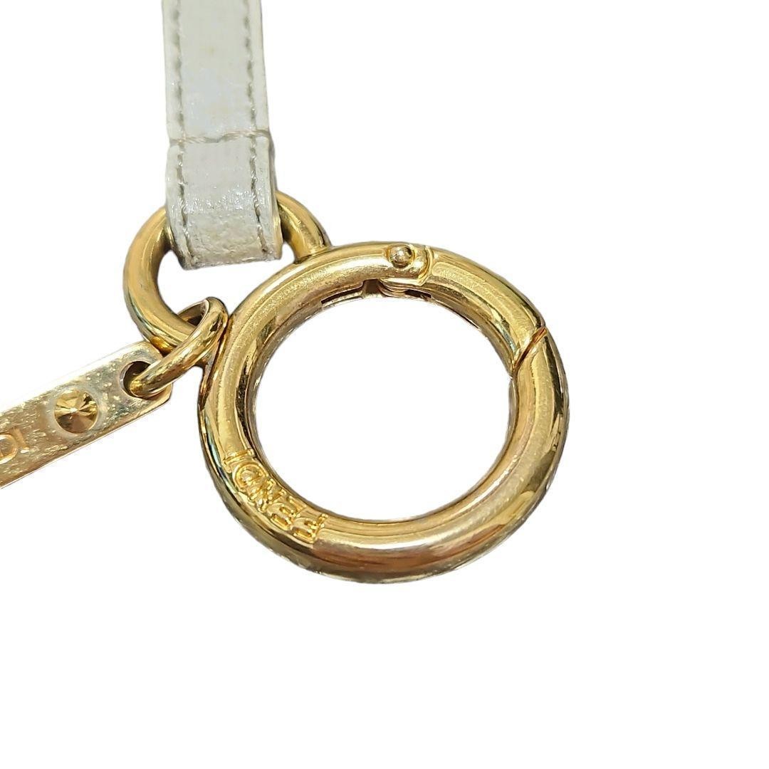FENDI Bag Charm Key Holder Strap White Authentic