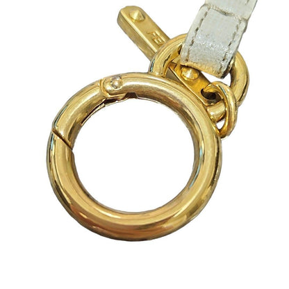 FENDI Bag Charm Key Holder Strap White Authentic