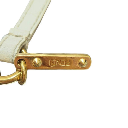 FENDI Bag Charm Key Holder Strap White Authentic