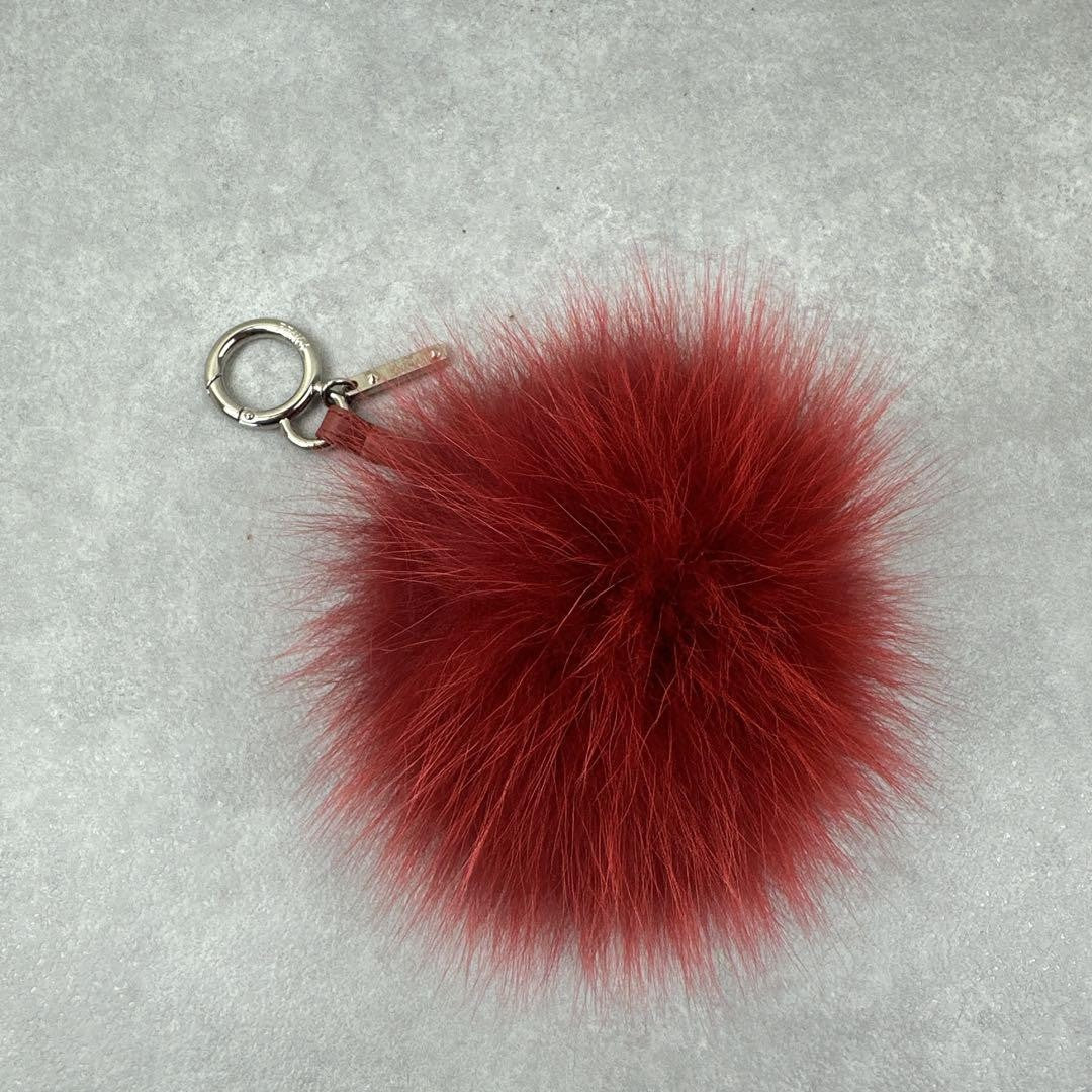 FENDI Bag Charm Key Holder Strap Red Authentic