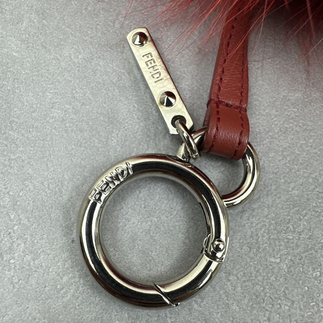FENDI Bag Charm Key Holder Strap Red Authentic